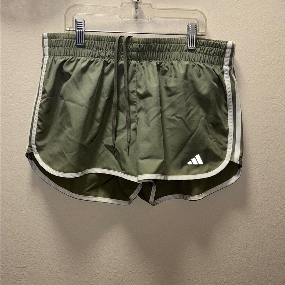 Adidas Green Athletic Shorts with Retro Design